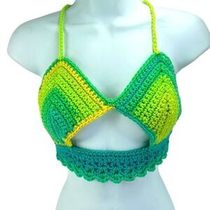 Handmade Peek-a-boo Napper brand crop top halter adjustable size small